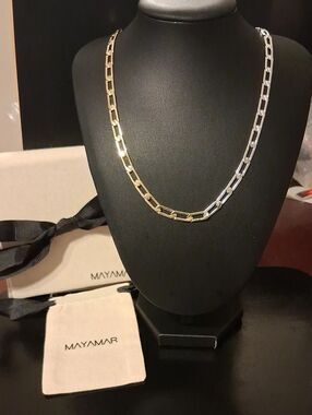 Mayamar Two Tone Paperclip Necklace New With Box And Dust Bag